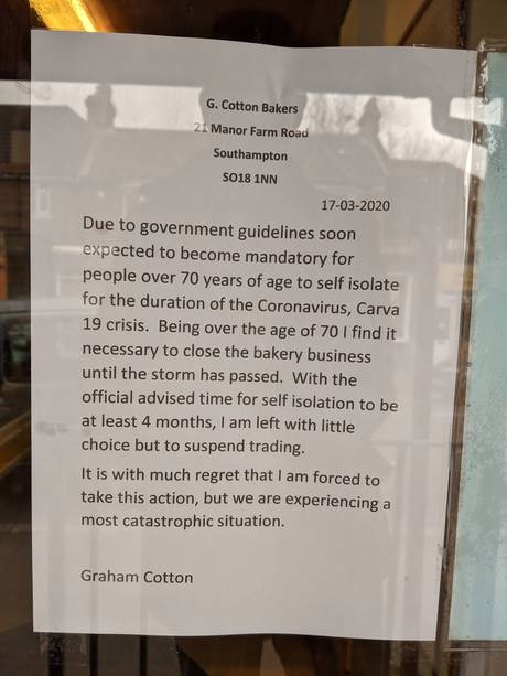 cotton bakery closure sign 460
